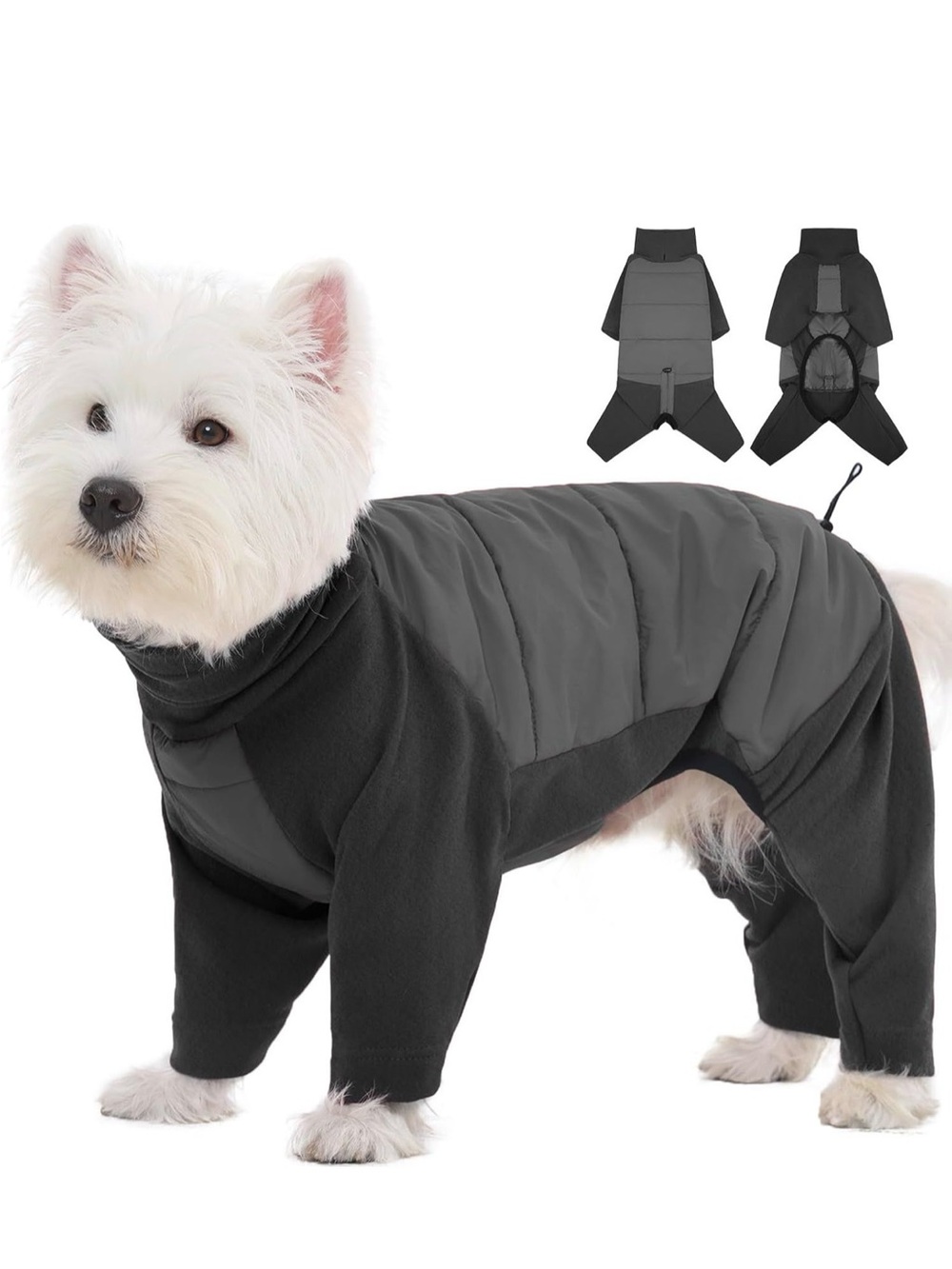 Waterproof Insulated Grey Dog Jumpsuit, Sweater SZ SM/M